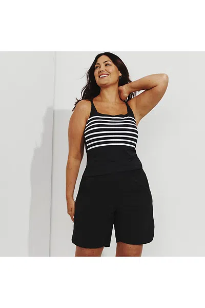 Lands' End Women's Plus Size Sunshade Upf 50 5" Board Shorts With Panty In Black