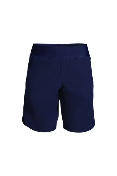 Lands' End Women's Plus Size Sunshade Upf 50 9" Board Shorts With Panty In Blue