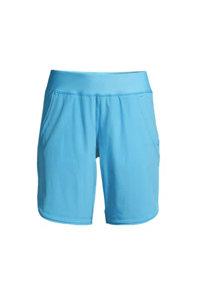Lands' End Women's Plus Size Sunshade Upf 50 9" Board Shorts With Panty In Blue