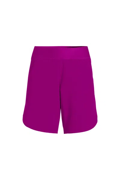 Lands' End Women's Plus Size Sunshade Upf 50 9" Board Shorts With Panty In Purple