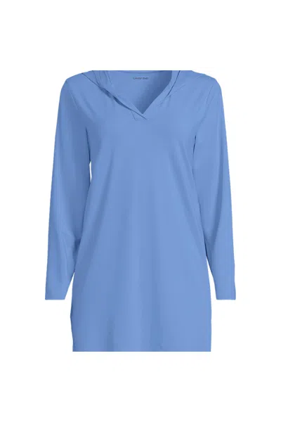 Lands' End Women's Plus Size Sunshade Upf 50 Hooded Mini Swim Swim Cover-up Dress In Multi