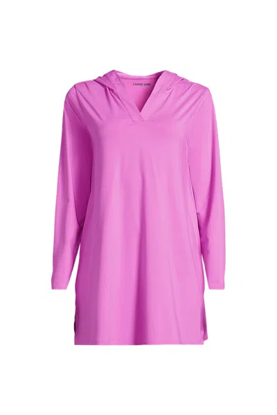 Lands' End Women's Plus Size Sunshade Upf 50 Hooded Mini Swim Swim Cover-up Dress In Animal Print