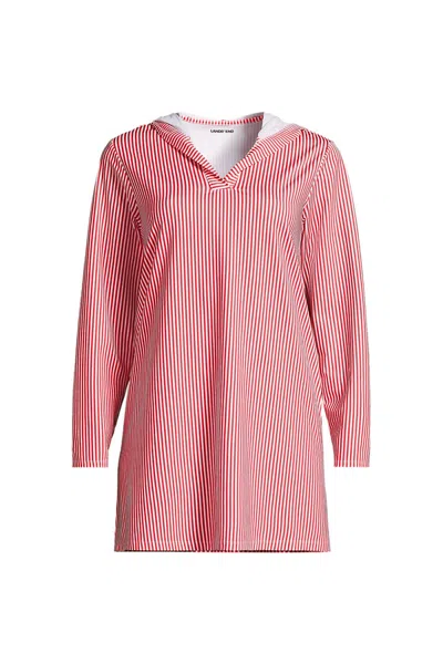 Lands' End Women's Plus Size Sunshade Upf 50 Hooded Mini Swim Swim Cover-up Dress In Pink