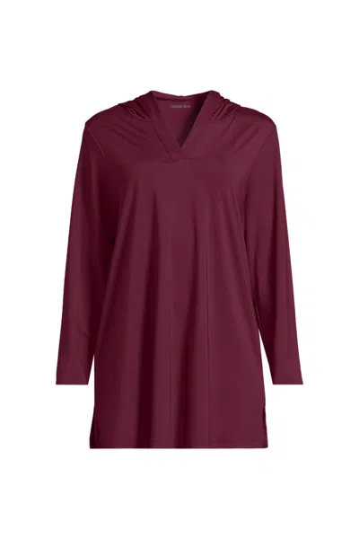 Lands' End Women's Plus Size Sunshade Upf 50 Hooded Mini Swim Swim Cover-up Dress In Red