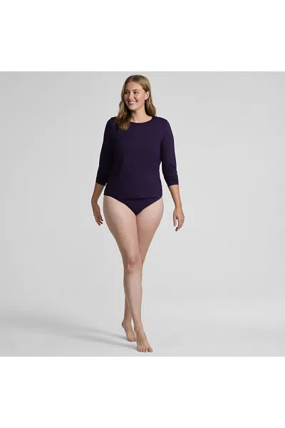 Lands' End Women's Plus Size Sunshade Upf 50 Long Sleeve Rash Guard Swim Tee In Purple