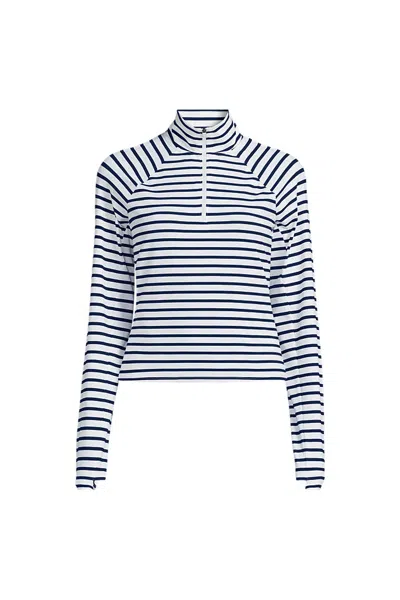 Lands' End Women's Plus Size Sunshade Upf 50 Quarter Zip Rash Guard In Multi