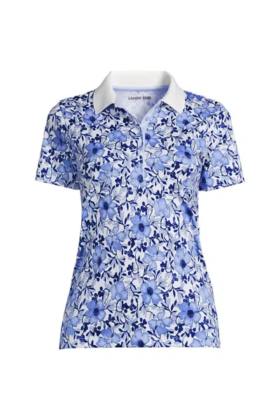 Lands' End Women's Plus Size Supima Cotton Polo Shirt In Blue