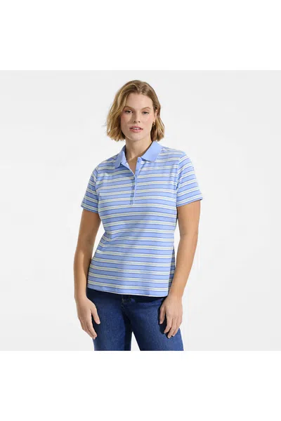 Lands' End Women's Plus Size Supima Cotton Polo Shirt In Blue