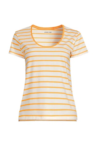 Lands' End Women's Plus Size Supima Cotton Short Sleeve Scoop Neck Tee In Multi