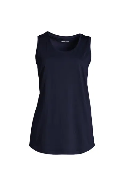 Lands' End Women's Plus Size Supima Cotton Tunic Tank Top In Blue