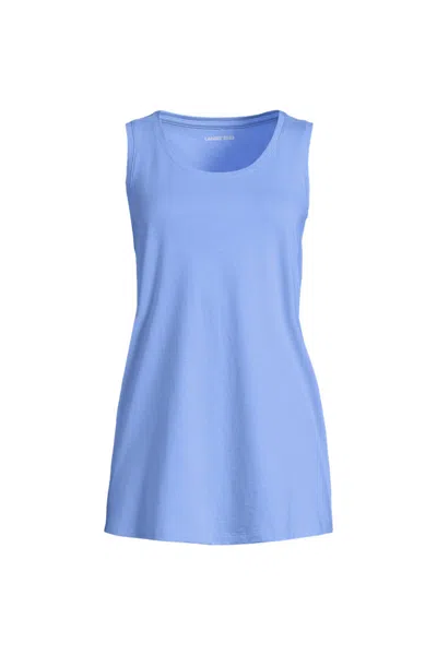 Lands' End Women's Plus Size Supima Cotton Tunic Tank Top In Blue
