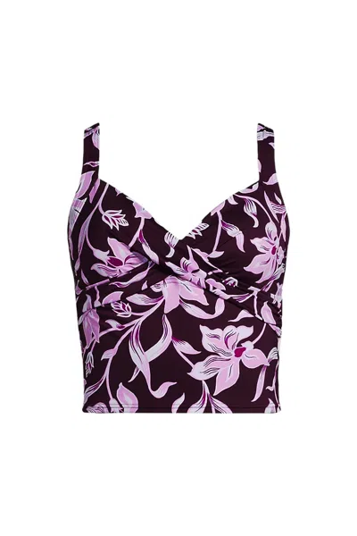 Lands' End Women's Plus Size Sweetheart Wrap Midkini Top In Multi