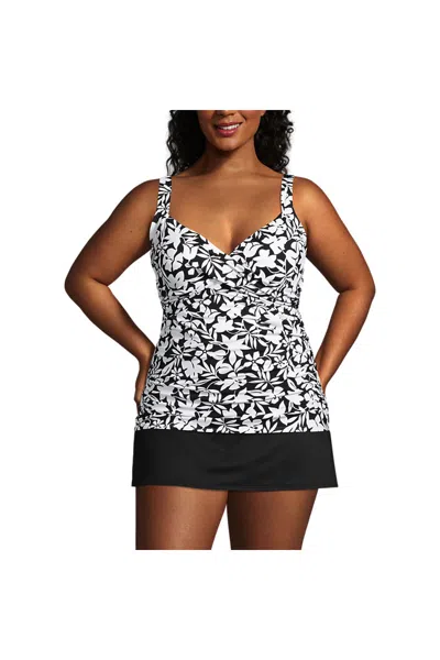 Lands' End Women's Plus Size Sweetheart Wrap Underwire Tankini Top In Multi