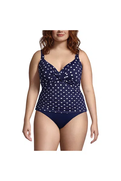 Lands' End Women's Plus Size Sweetheart Wrap Underwire Tankini Top In Black