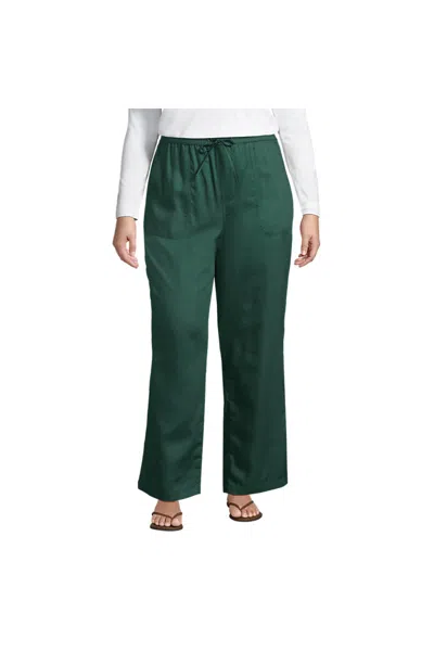 Lands' End Women's Plus Size Tencel Fiber High Rise Wide Leg Pants In Green