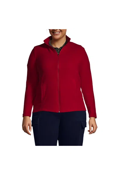 Lands' End Women's Plus Size Thermacheck 100 Fleece Jacket In Red