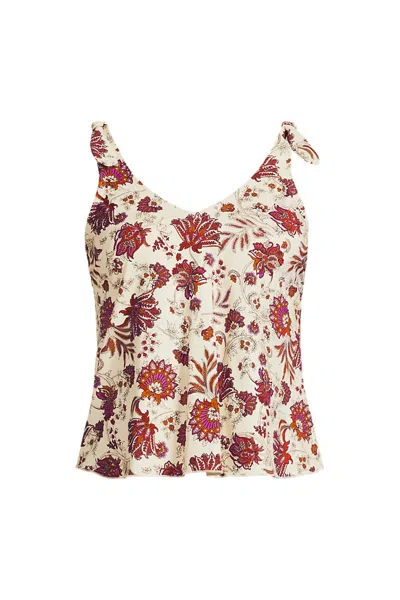 Lands' End Women's Plus Size Tie Shoulder Flutter Tankini Top In Multi