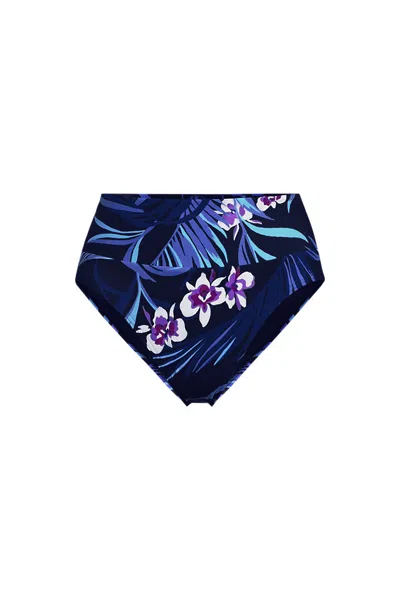 Lands' End Women's Plus Size Tugless High Waisted Bikini Bottoms In Blue