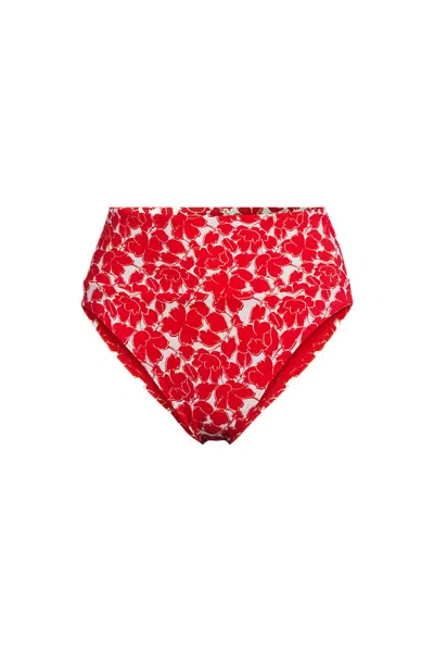Lands' End Women's Plus Size Tugless High Waisted Bikini Bottoms In Red