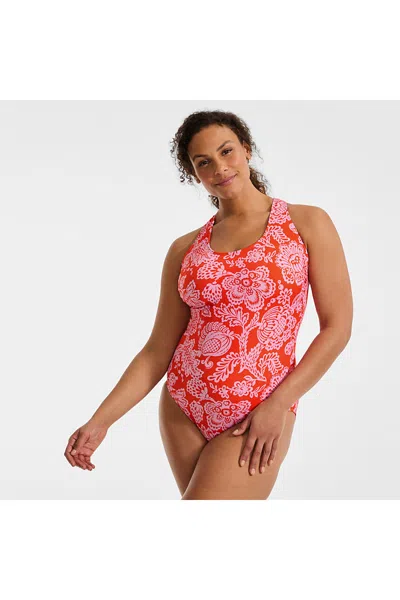 Lands' End Women's Plus Size Tugless X-back One Piece Swimsuit In Orange