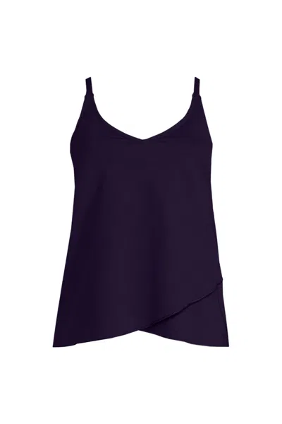 Lands' End Women's Plus Size Tulip Hem Tankini Top In Purple