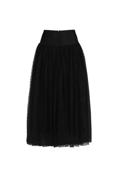 Lands' End Women's Plus Size Tulle Midi Skirt In Black