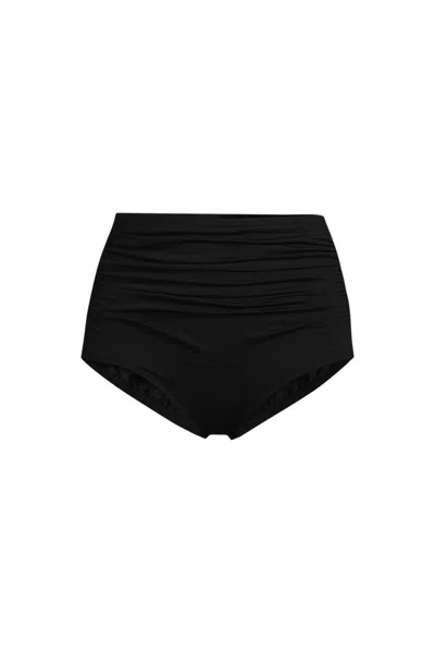 Lands' End Women's Plus Size Tummy Control Retro High Waisted Bikini Swim Bottoms In Black
