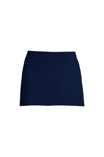 Lands' End Women's Plus Size Tummy Control Swim Skirt In Black