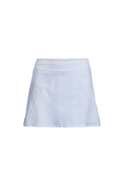 Lands' End Women's Plus Size Tummy Control Swim Skirt In Blue