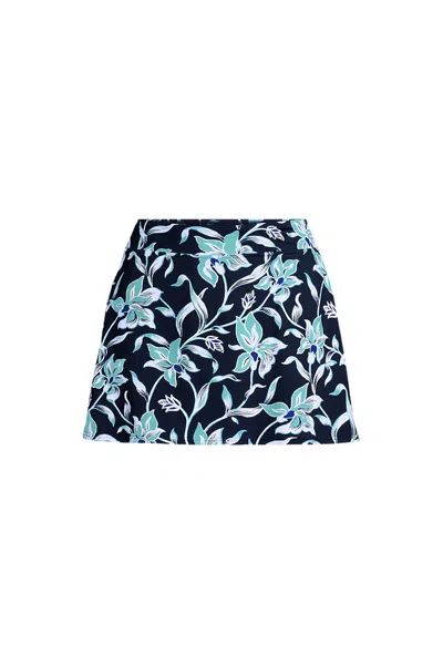 Lands' End Women's Plus Size Tummy Control Swim Skirt In Blue