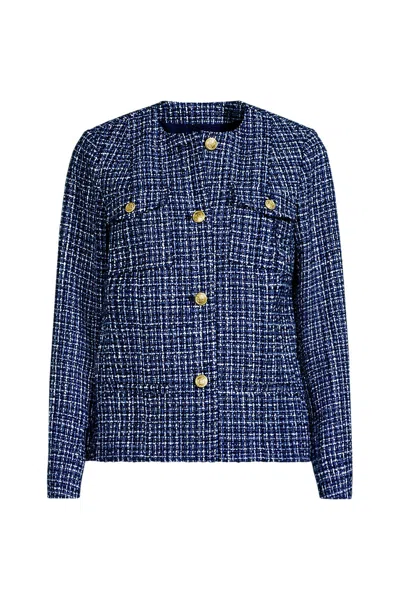 Lands' End Women's Plus Size Tweed Jacket In Blue