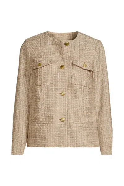 Lands' End Women's Plus Size Tweed Jacket In Brown