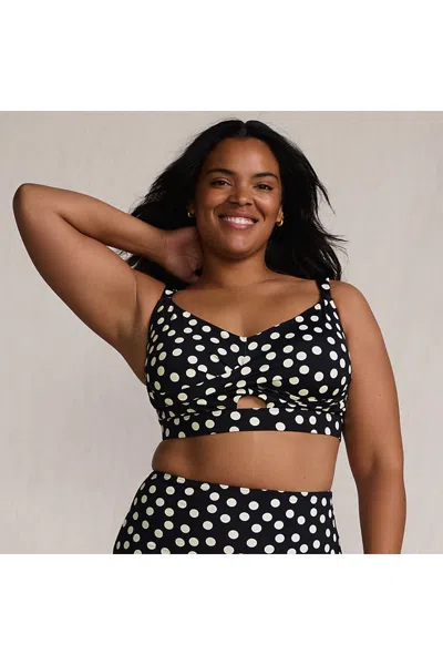 Lands' End Women's Plus Size Twist Front Bikini Top In Black