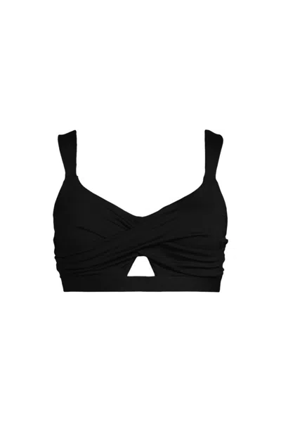 Lands' End Women's Plus Size Twist Front Bikini Top In Black