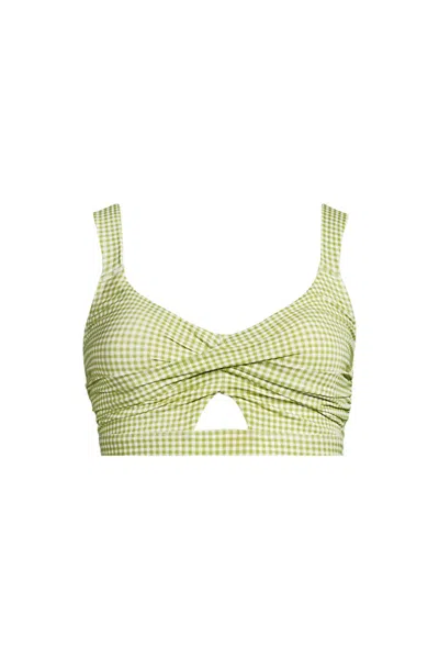 Lands' End Women's Plus Size Twist Front Bikini Top In Green