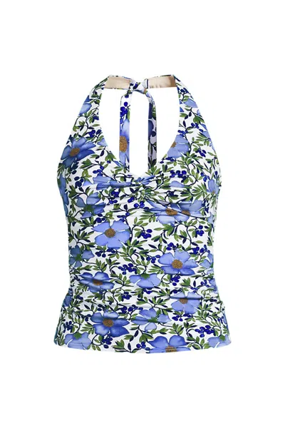 Lands' End Women's Plus Size Twist Halter Tankini Top In Multi