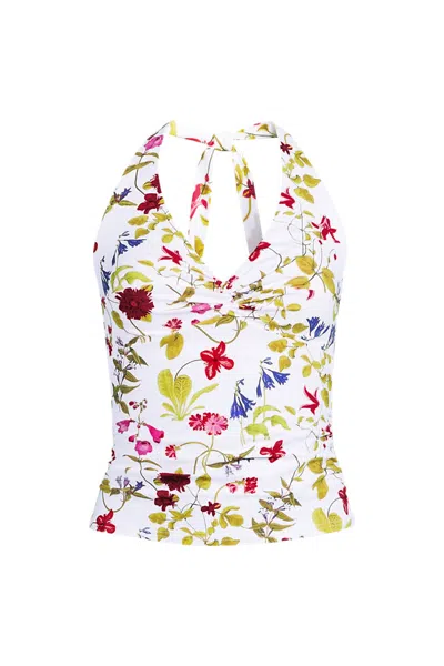 Lands' End Women's Plus Size Twist Halter Tankini Top In White