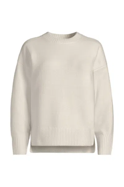 Lands' End Women's Plus Size Ultrasoft Crew Neck Hi Low Hem Tunic Sweater In Ivory