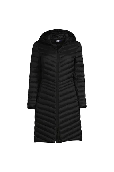 Lands' End Women's Plus Size Wanderweight Packable Down Coat In Black