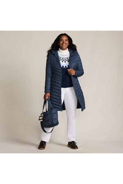 Lands' End Women's Plus Size Wanderweight Packable Down Coat In Blue
