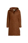 Lands' End Ultralight Packable Long Down Coat In Brown