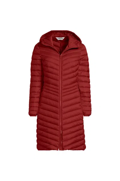 Lands' End Women's Plus Size Wanderweight Packable Down Coat In Red