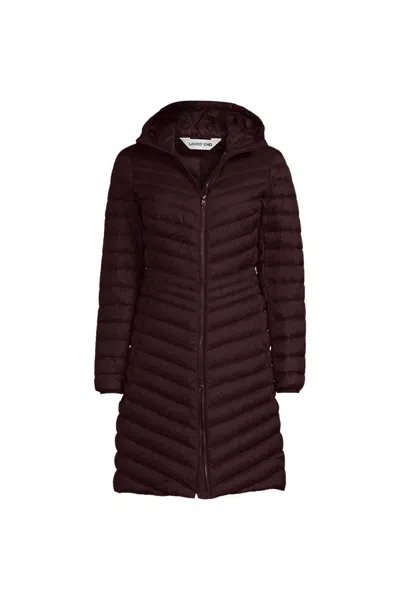Lands' End Women's Plus Size Wanderweight Packable Down Coat In Burgundy