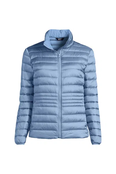 Lands' End Women's Plus Size Wanderweight Packable Down Jacket In Blue