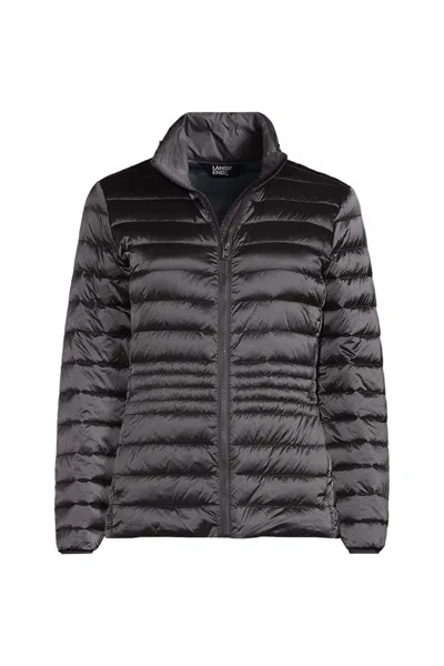 Lands' End Women's Plus Size Wanderweight Packable Down Jacket In Black