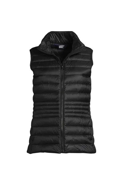 Lands' End Women's Plus Size Wanderweight Packable Down Vest In Black