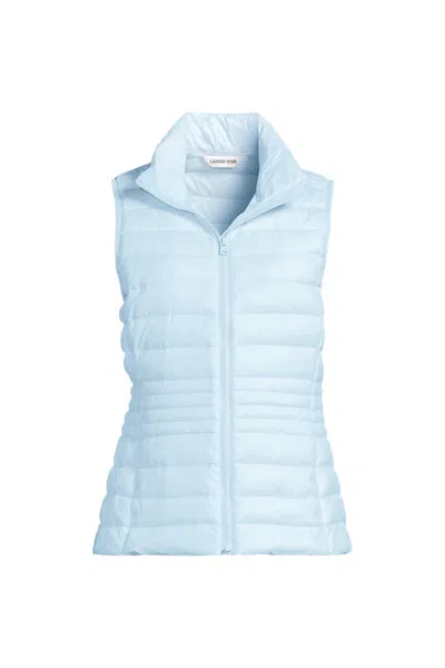 Lands' End Women's Plus Size Wanderweight Packable Down Vest In Blue
