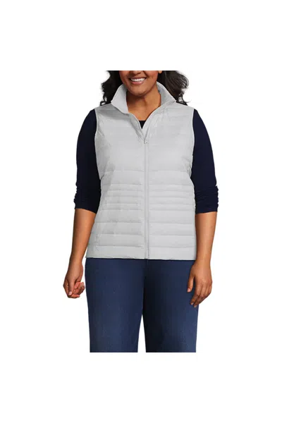 Lands' End Women's Plus Size Wanderweight Packable Down Vest In Blue