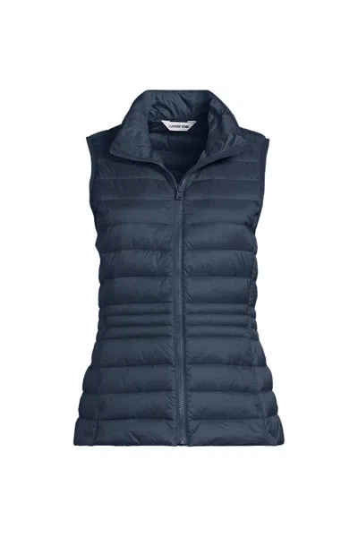 Lands' End Women's Plus Size Wanderweight Packable Down Vest In Blue