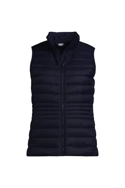 Lands' End Women's Plus Size Wanderweight Packable Down Vest In Blue